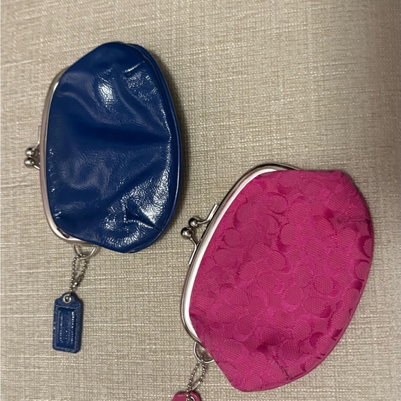 2fer 📣Coach Blue and Pink Coin Pouch Set - Picture 1 of 5
